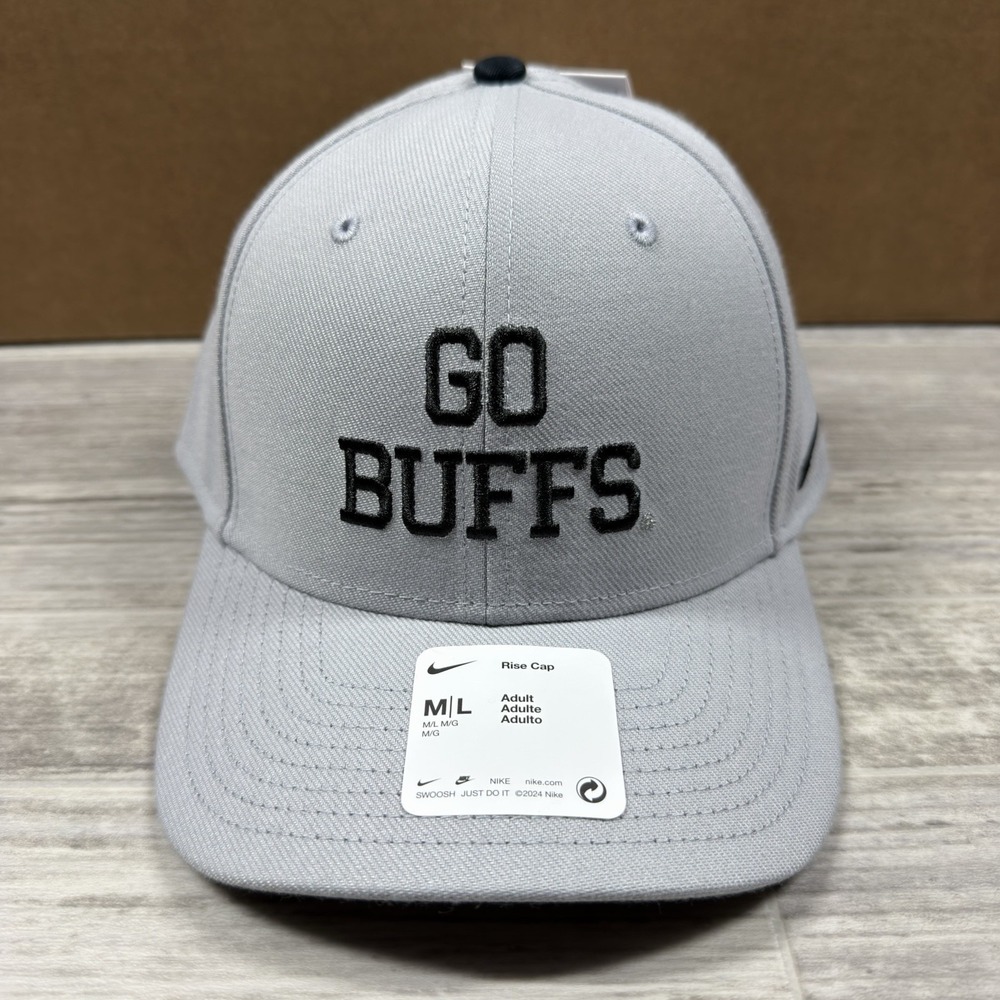 Nike Colorado Buffaloes Hat Men M/L Grey Go Buffs Dri-FIT Rise Cap Embroidered